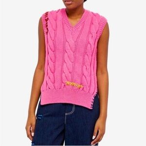 Marni Fuchsia Cable Knit Vest